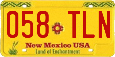 NM license plate 058TLN