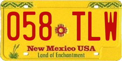 NM license plate 058TLW