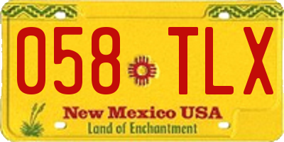 NM license plate 058TLX