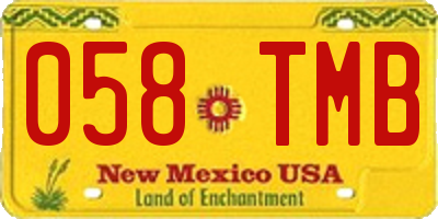 NM license plate 058TMB