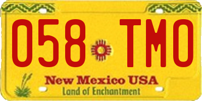 NM license plate 058TMO