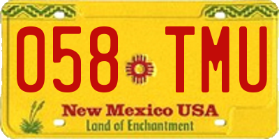 NM license plate 058TMU