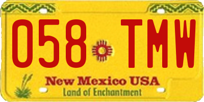 NM license plate 058TMW