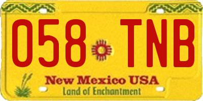 NM license plate 058TNB