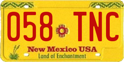 NM license plate 058TNC