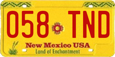 NM license plate 058TND
