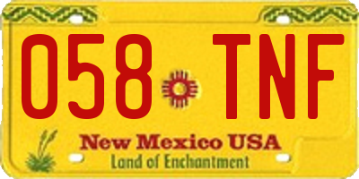 NM license plate 058TNF