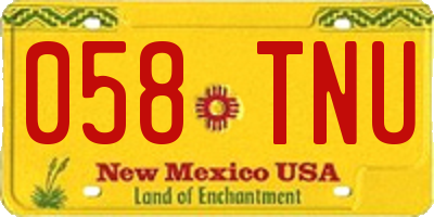 NM license plate 058TNU