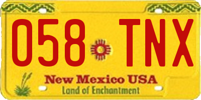 NM license plate 058TNX