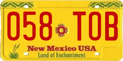 NM license plate 058TOB