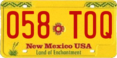 NM license plate 058TOQ