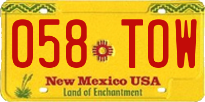 NM license plate 058TOW