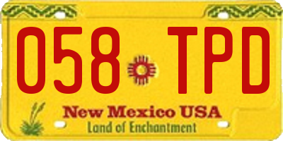 NM license plate 058TPD