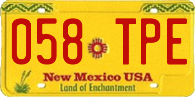 NM license plate 058TPE