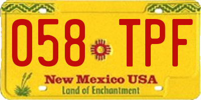NM license plate 058TPF