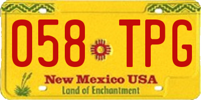 NM license plate 058TPG