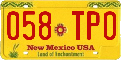 NM license plate 058TPO