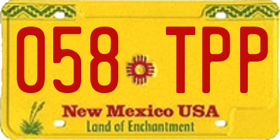 NM license plate 058TPP