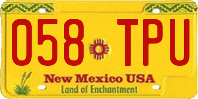 NM license plate 058TPU