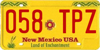 NM license plate 058TPZ