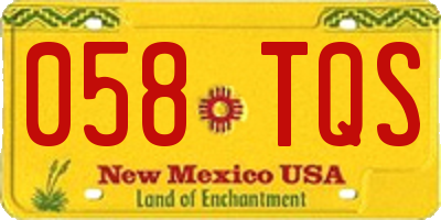 NM license plate 058TQS