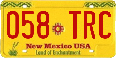 NM license plate 058TRC