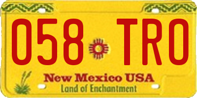 NM license plate 058TRO