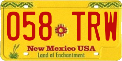 NM license plate 058TRW
