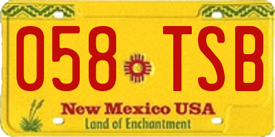 NM license plate 058TSB