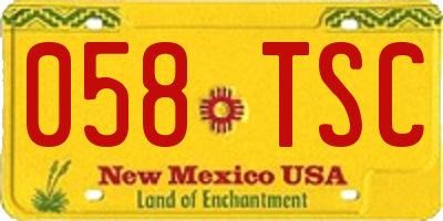 NM license plate 058TSC