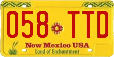 NM license plate 058TTD