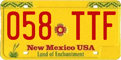 NM license plate 058TTF