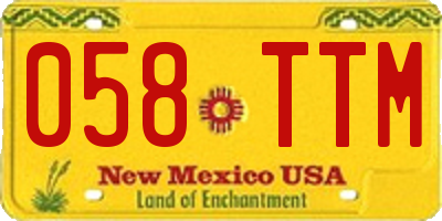 NM license plate 058TTM