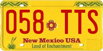 NM license plate 058TTS