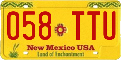 NM license plate 058TTU