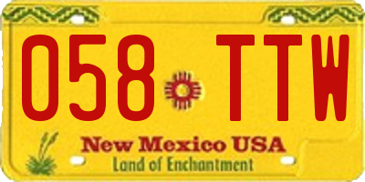 NM license plate 058TTW