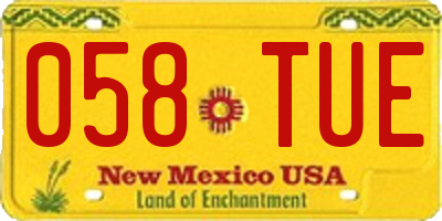 NM license plate 058TUE
