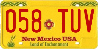 NM license plate 058TUV
