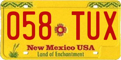 NM license plate 058TUX