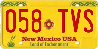 NM license plate 058TVS