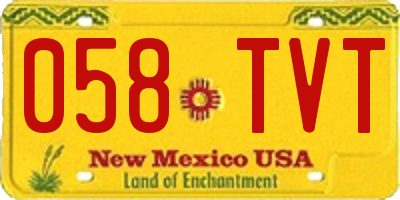 NM license plate 058TVT