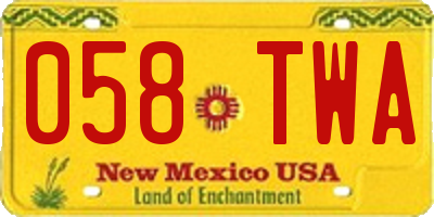 NM license plate 058TWA