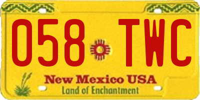 NM license plate 058TWC