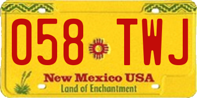NM license plate 058TWJ