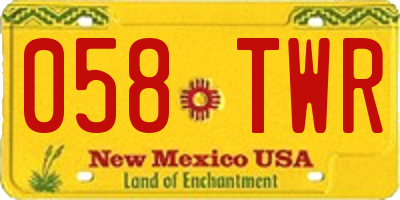 NM license plate 058TWR