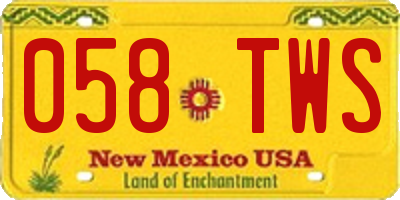 NM license plate 058TWS