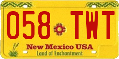 NM license plate 058TWT