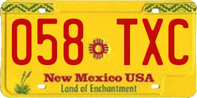 NM license plate 058TXC