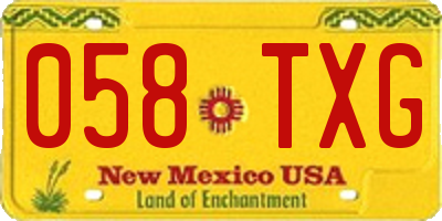 NM license plate 058TXG