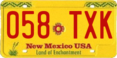 NM license plate 058TXK